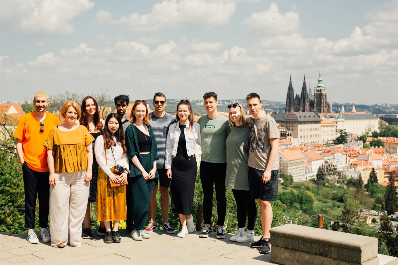 Two METU student teams at the TriMedia Tournament 2022 during the guided tour in Prague 